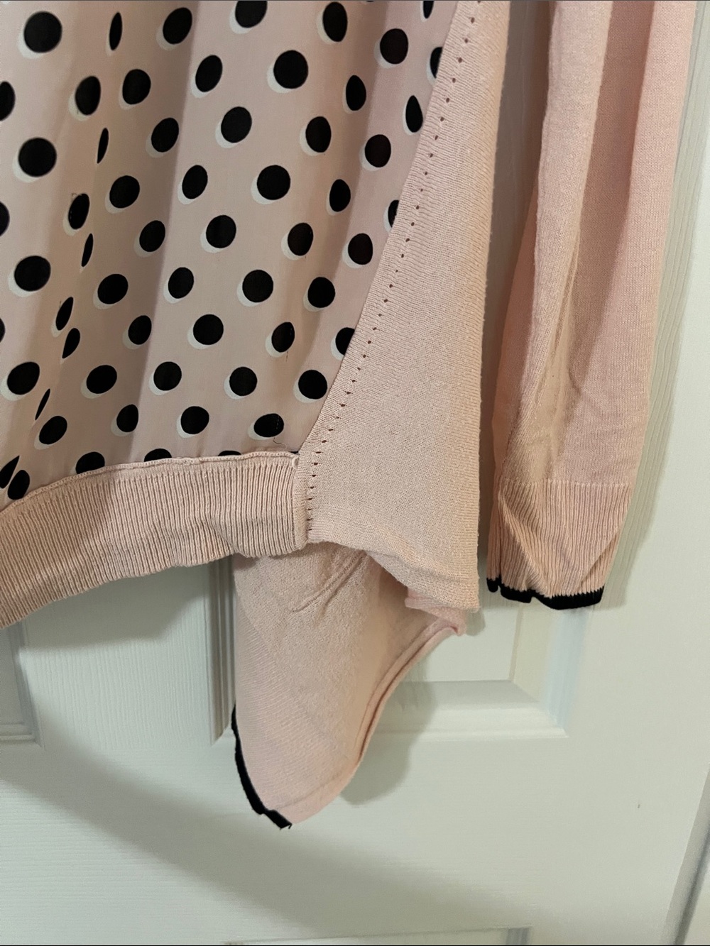 Elle Blush Pink Open-Front Cardigan with Black Trim - Picture 14 of 15
